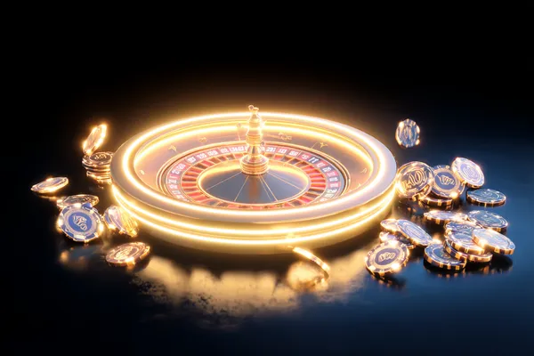 A woman smiling while playing online games on her laptop, surrounded by neon casino elements, showcasing 77HI’s diverse game collection.